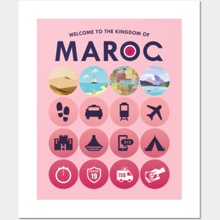 Iconic Morocco travel guide T-shirt / Pink Posters and Art